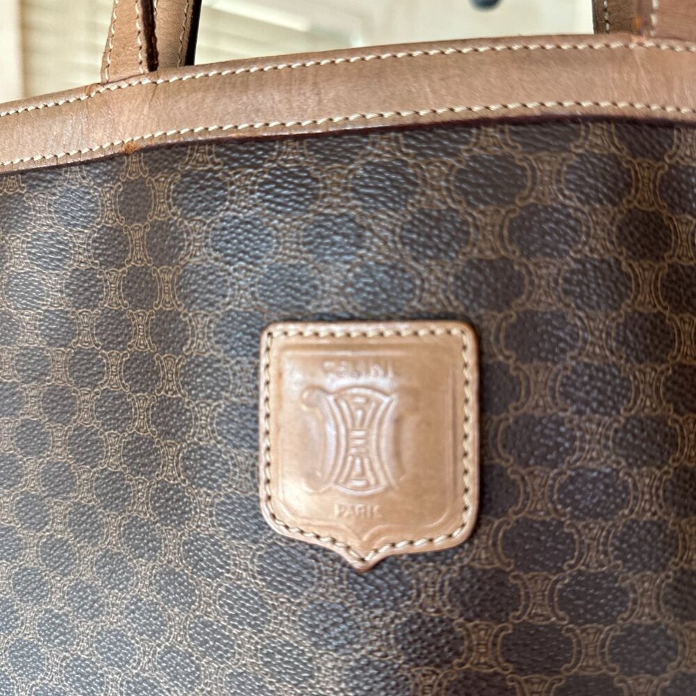Authentic Celine Paris  Flat Tote Brown Macadam Coated Canvas, EUC - Picture 4 of 13